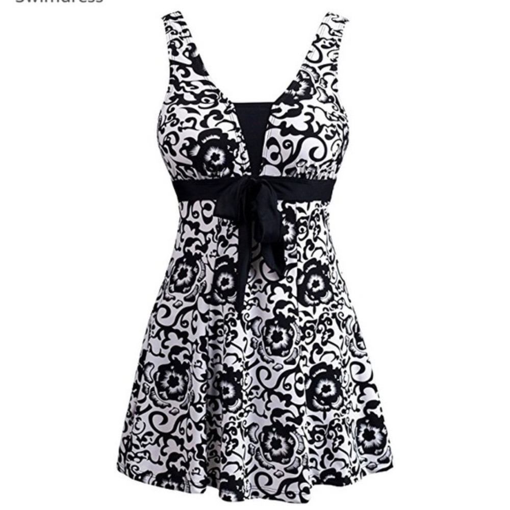 NWT $159 WANTDO 8 10 SWIM DRESS  NAVY WHITE ONE PIECE SWIMSUIT